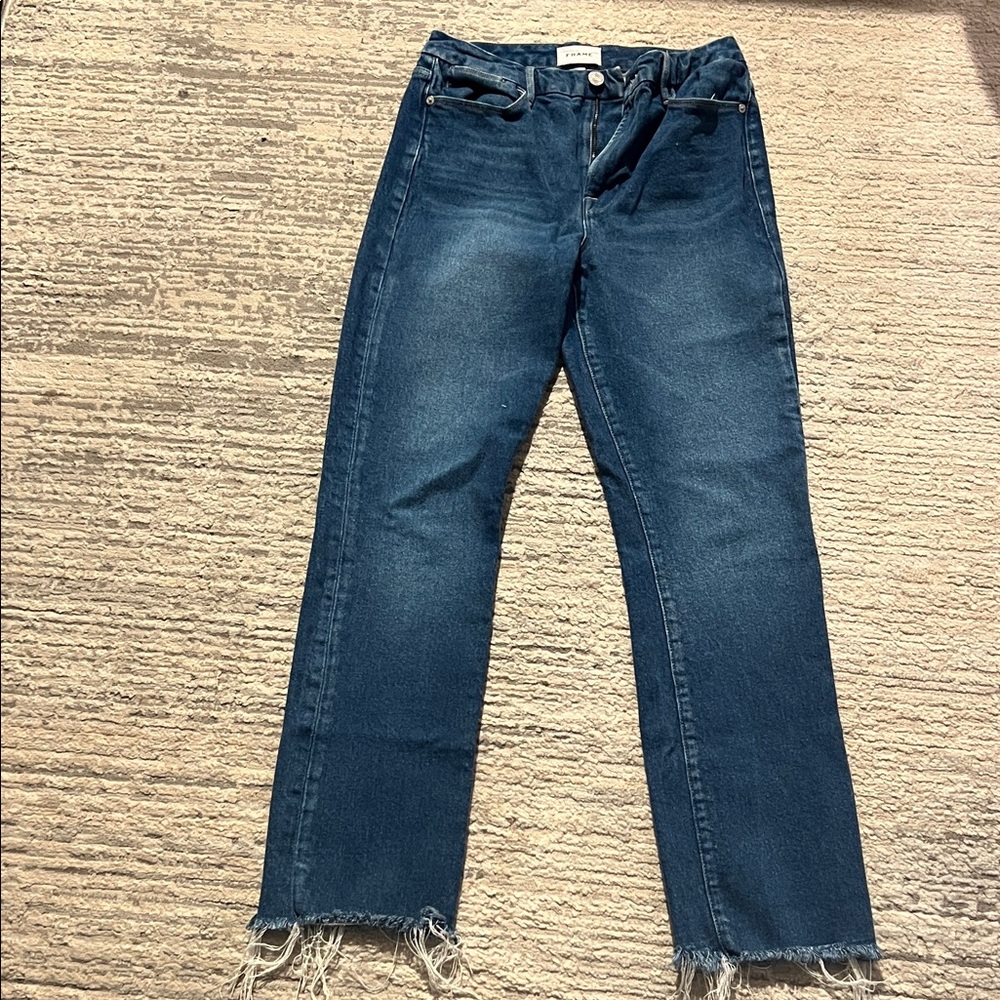 Frame Denim Le Super High Straight Jeans in Blue
